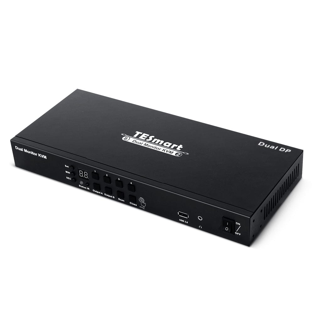 TESmart DKS402-E23-USBK Dual Monitor KVM Switcher 4 Port Dual Monitor KVM Switch Kit DP 4K60Hz with EDID 10659135227522 4 Port Dual Monitor KVM Switch Kit DP 4K60Hz with EDID PKS0802A10 US Plug