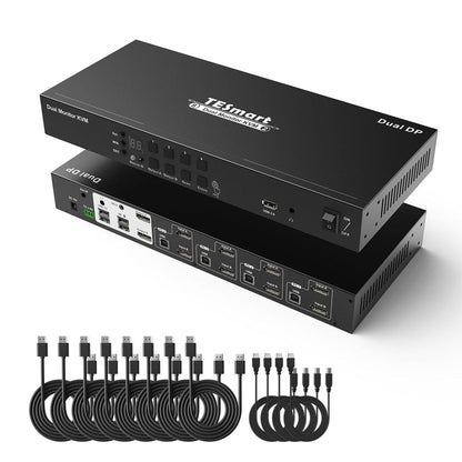 TESmart DKS402-E23-USBK Dual Monitor KVM Switcher 4 Port Dual Monitor KVM Switch Kit DP 4K60Hz with EDID 10659135227522 4 Port Dual Monitor KVM Switch Kit DP 4K60Hz with EDID PKS0802A10 US Plug
