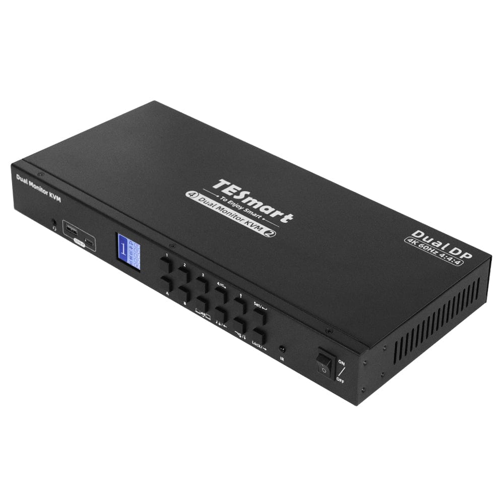 TESmart DKS402-P23-USBK Dual Monitor KVM Switcher 4 Port Dual Monitor KVM Switch Kit DP 4K60Hz with USB 3.0 Docking Station, EDID 10659135228376 US Plug