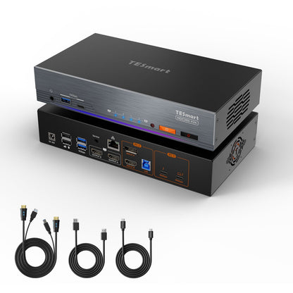 TESmart Dual 4K60Hz Thunderbolt™ 4 KVM Dock for 1 Laptop &amp; 1 Desktop – EDID, Gaming &amp; Hybrid WFH The World’s First Dual Monitor Thunderbolt™ 4 KVM – Perfect for Gaming &amp; Hybrid WFH Setups