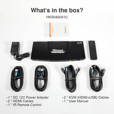 TESmart Dual Monitor KVM Switcher 2 Port Dual Monitor KVM Switch Kit HDMI 4K60Hz with EDID 2 Port Dual Monitor KVM Switch HDMI 4K60Hz with USB Hub TESmart 