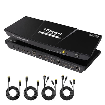 TESmart Dual Monitor KVM Switcher 2 Port Dual Monitor KVM Switch Kit HDMI 4K60Hz with EDID Dual Monitor KVM Switch – 2 Port HDMI, 4K60Hz, EDID | TESmart