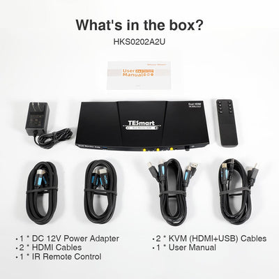 TESmart Dual Monitor KVM Switcher 2 Port Dual Monitor KVM Switch Kit HDMI 4K60Hz with USB 3.0 Docking Station, EDID
