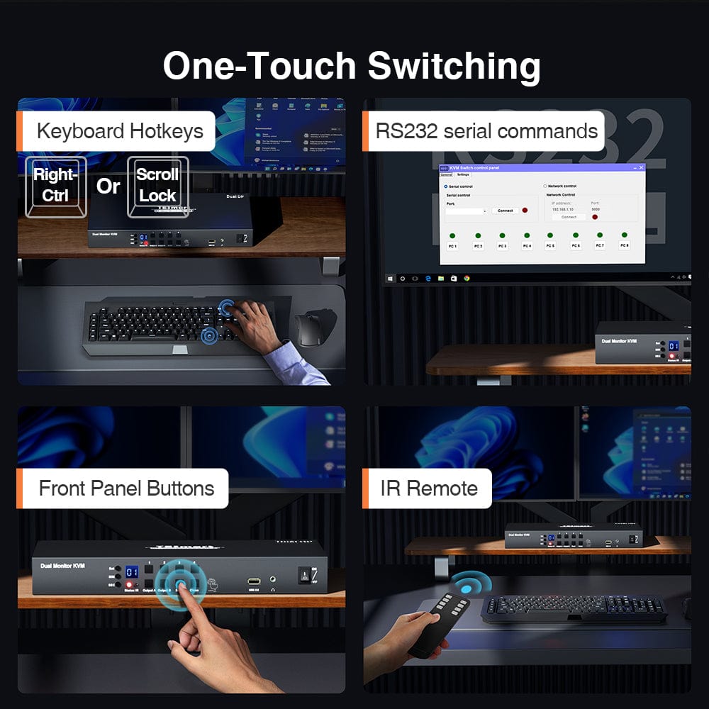 TESmart Dual Monitor KVM Switcher 4 Port Dual Monitor KVM Switch Kit DP 4K60Hz with EDID 4 Port Dual Monitor KVM Switch Kit DP 4K60Hz with EDID PKS0802A10