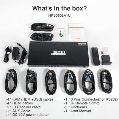 TESmart Dual Monitor KVM Switcher 4 Port Dual Monitor KVM Switch Kit HDMI 4K30Hz with EDID 4 Port Dual Monitor KVM Switch Kit HDMI 4K30Hz with EDID HKS0802A1U-SE
