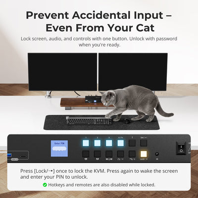 TESmart Dual Monitor KVM Switcher 4 Port Dual Monitor KVM Switch Kit HDMI 4K60Hz with USB 3.0 Docking Station, EDID 4-Port Dual Monitor HDMI KVM Switch 4K@60Hz with USB 3.0 & EDID | TESmart