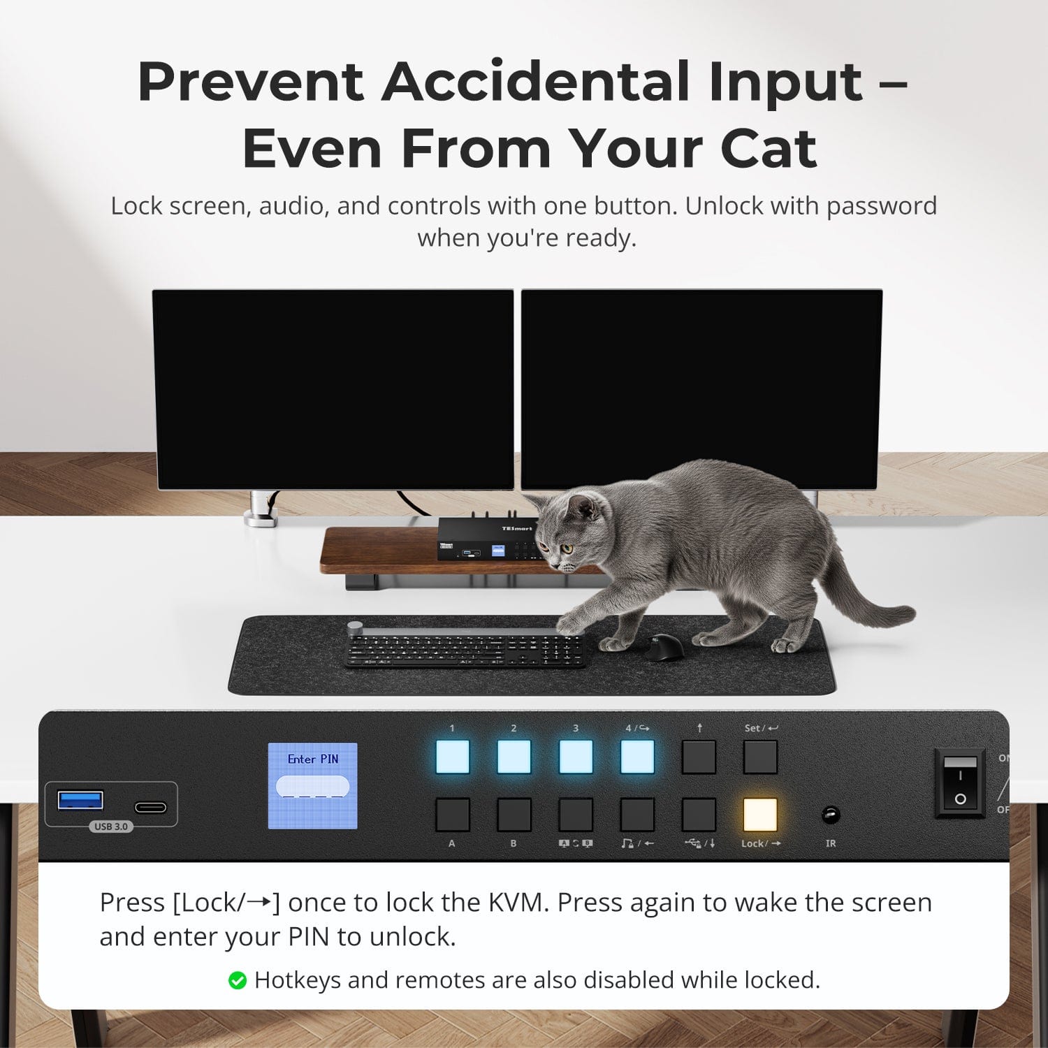 TESmart Dual Monitor KVM Switcher Dual Monitor Hybrid USB-C/HDMI/DP 4K60Hz KVM Switch Pro Hub for 2 Laptops &amp; 2 PCs, w/ MST Mode, EDID Emulation, Gigabit LAN, and Dual Charging Dual 4K60Hz Hybrid KVM Pro Hub for 4 PCs &amp; 2 Monitors, w/ MST Mode, EDID Emulation, Gigabit LAN &amp; Dual Charging