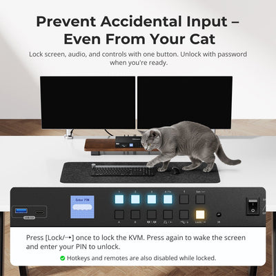 TESmart Dual Monitor KVM Switcher Dual Monitor Hybrid USB-C/HDMI/DP 4K60Hz KVM Switch Pro Hub for 2 Laptops & 2 PCs, w/ MST Mode, EDID Emulation, Gigabit LAN, and Dual Charging Dual 4K60Hz Hybrid KVM Pro Hub for 4 PCs & 2 Monitors, w/ MST Mode, EDID Emulation, Gigabit LAN & Dual Charging