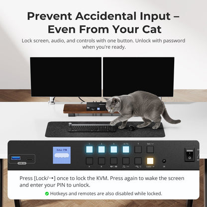 TESmart Dual Monitor KVM Switcher Dual Monitor Hybrid USB-C/HDMI/DP 4K60Hz KVM Switch Pro Hub for 2 Laptops &amp; 2 PCs, w/ MST Mode, EDID Emulation, Gigabit LAN, and Dual Charging Dual 4K60Hz Hybrid KVM Pro Hub for 4 PCs &amp; 2 Monitors, w/ MST Mode, EDID Emulation, Gigabit LAN &amp; Dual Charging