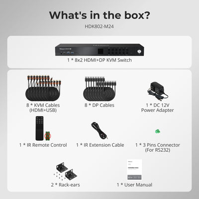 TESmart Dual Monitor KVM Switcher HDMI 2.1 & DP 1.4 Dual 8K60Hz KVM Switch for 8 PCs & 2 Monitors, w/ ADI Chip, EDID, VRR, FVA, ALLM, and Dynamic HDR HDMI 2.1 & DP 1.4 Dual 8K60Hz KVM Switch for 8 PCs & 2 Monitors, w/ ADI Chip, EDID, VRR, FVA, ALLM, and Dynamic HDR