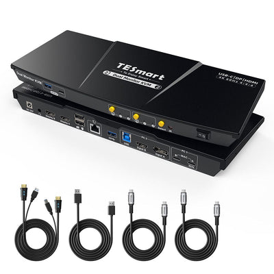 TESmart Dual Monitors MST 4K60Hz KVM Switch for 2 PCs - P Series Dual Monitors MST 4K60Hz KVM Switch for 2 PCs - P Series