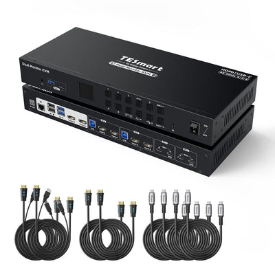 TESmart HCK402-P23-USBK Dual Monitor KVM Switcher Dual Monitor USB-C KVM Docking Station Kit - 4K60Hz, MST, EDID for 2 Laptops & 2 PCs 10652805090464 USB-C KVM Switch Dual Monitor - 2 Laptops & 2 PCs, 4K60Hz, MST, EDID | TESmart US Plug