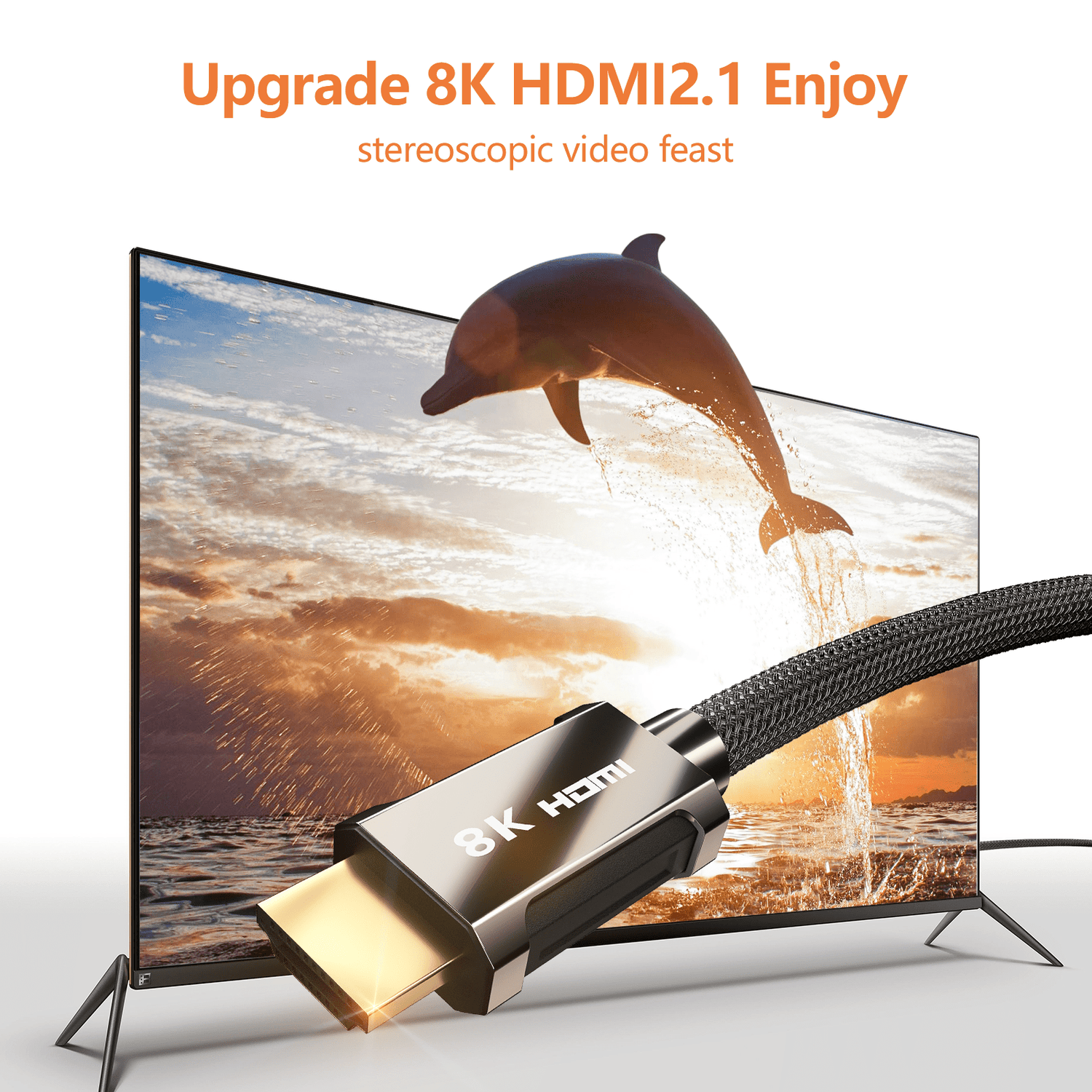 TESmart HD8K200 TESmart Accessoriess 8K HDMI 2.1 Cable 6.6ft, 48Gbps High-Speed ,Dynamic HDR, eARC, Dolby Vision 710185993348 HDMI 2.1 8K Cable Supports HDR, Dolby Vision, 3D, ARC -TESmart 2m