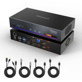 TESmart HDC203-PM24-USBK DP1.2 & USB-C Triple 4K60Hz KVM Switch Productivity Dock for 2 PCs & 3 Monitors, w/ All-in-One Connectivity, 100W PD Charging, Gigabit Switch, and Multi-Mode Control 10652805092123 DP1.2 & USB-C Triple 4K60Hz KVM Dock for 2 PCs & 3 Monitors, All-in-One Connectivity, 100W PD Charging, Gigabit Switch US Plug