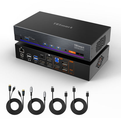TESmart HDC203-PM24-USBK DP1.2 &amp; USB-C Triple 4K60Hz KVM Switch Productivity Dock for 2 PCs &amp; 3 Monitors, w/ All-in-One Connectivity, 100W PD Charging, Gigabit Switch, and Multi-Mode Control 10652805092123 DP1.2 &amp; USB-C Triple 4K60Hz KVM Dock for 2 PCs &amp; 3 Monitors, All-in-One Connectivity, 100W PD Charging, Gigabit Switch US Plug