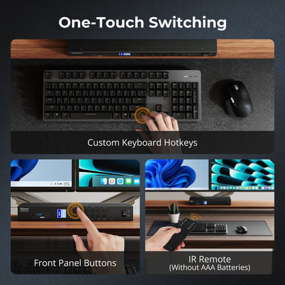 TESmart HDC402-P23-USBK Dual Monitor Hybrid USB-C/HDMI/DP 4K60Hz KVM Switch Pro Hub for 2 Laptops &amp; 2 PCs, w/ MST Mode, EDID Emulation, Gigabit LAN, and Dual Charging Dual 4K60Hz Hybrid KVM Pro Hub for 4 PCs &amp; 2 Monitors, w/ MST Mode, EDID Emulation, Gigabit LAN &amp; Dual Charging
