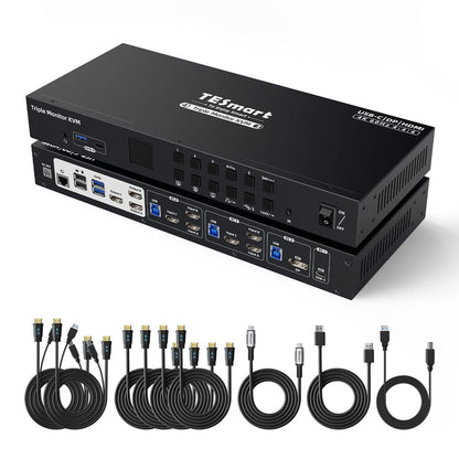 TESmart HDC403-P23-USBK Triple Monitor KVM Switch Triple Monitor MST KVM Docking Station Kit - 4K60Hz, EDID for 1 Laptop &amp; 3 PCs 10652805090471 Triple Monitor MST KVM Dock - 4K60Hz, EDID for 1 Laptop &amp; 3 PCs US Plug