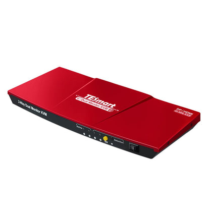 TESmart HDK202-E23-USRD Dual Monitor KVM Switcher 2 Port Dual Monitor KVM Switch Kit HDMI+DP 4K60Hz with EDID 10659135226570 Dual monitor KVM switch 2 way HDMI2.0 DP 4K60Hz EDID TESmart US Plug / Red