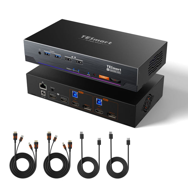 TESmart HDK202-M24 dual monitor HDMI and DisplayPort KVM for gaming and workstations
