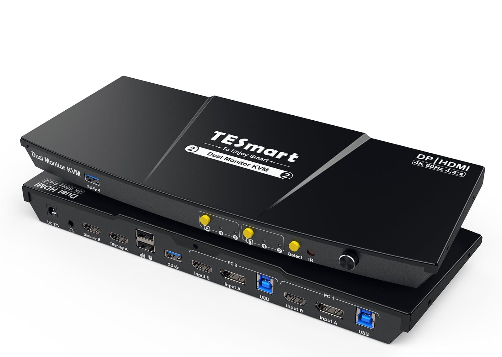 TESmart Dual Monitor KVM スイッチ 4入力2出力 電源無 Dual Monitors