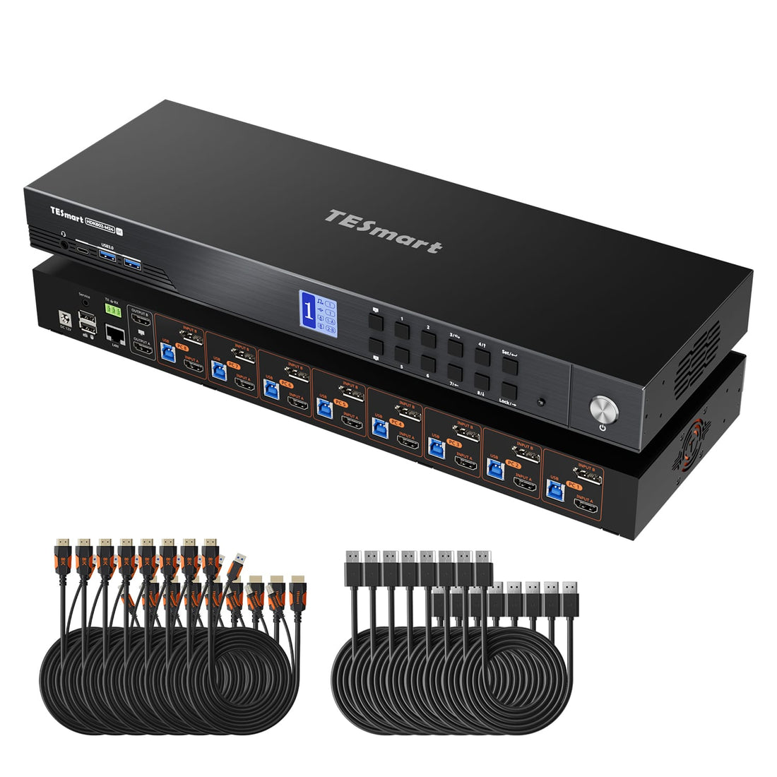 TESmart HDK802-M24-USBK Dual Monitor KVM Switcher HDMI 2.1 &amp; DP 1.4 Dual 8K60Hz KVM Switch for 8 PCs &amp; 2 Monitors, w/ ADI Chip, EDID, VRR, FVA, ALLM, and Dynamic HDR 10617230232506 HDMI 2.1 &amp; DP 1.4 Dual 8K60Hz KVM Switch for 8 PCs &amp; 2 Monitors, w/ ADI Chip, EDID, VRR, FVA, ALLM, and Dynamic HDR US Plug