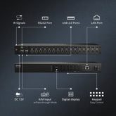 TESmart HDMI KVM Switcher 16 Port HDMI KVM Switch 4K30Hz Support RS232/LAN, Upgraded for Broader Compatibility and Stability HDMI KVM switch 16 port 4K USB hub, Rackmount, RS232 TESmart