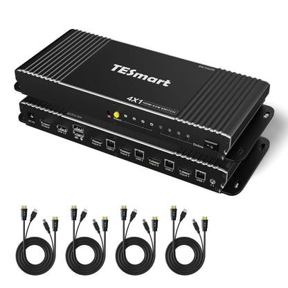 TESmart HDMI KVM Switcher 4 Port KVM Switch Kit HDMI 4K60Hz with EDID, 4 PCs 1 Monitor - B Series HDMI KVM switch 4K HDR connect 4 pc sharing USB, audio TESmart