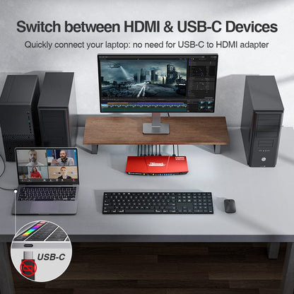 TESmart HDMI KVM Switcher 4 Ports USB-C KVM Switch 4K60Hz HDMI &amp; 3 HDMI + 1 Type-C KVM switch USB-C HDMI 4port  4K60Hz with EDID,USB hub TESmart