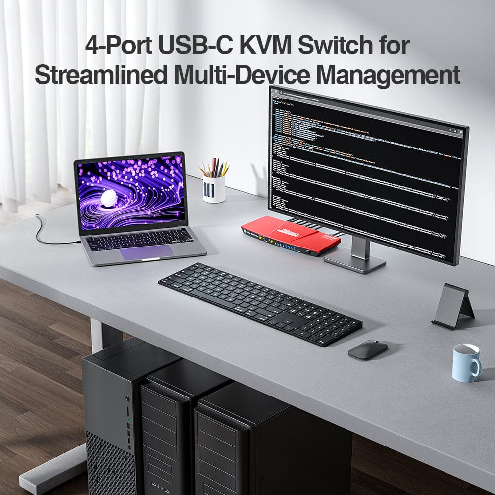 TESmart HDMI KVM Switcher 4 Ports USB-C KVM Switch 4K60Hz HDMI &amp; 3 HDMI + 1 Type-C KVM switch USB-C HDMI 4port  4K60Hz with EDID,USB hub TESmart