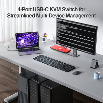 TESmart HDMI KVM Switcher 4 Ports USB-C KVM Switch 4K60Hz HDMI &amp; 3 HDMI + 1 Type-C KVM switch USB-C HDMI 4port  4K60Hz with EDID,USB hub TESmart