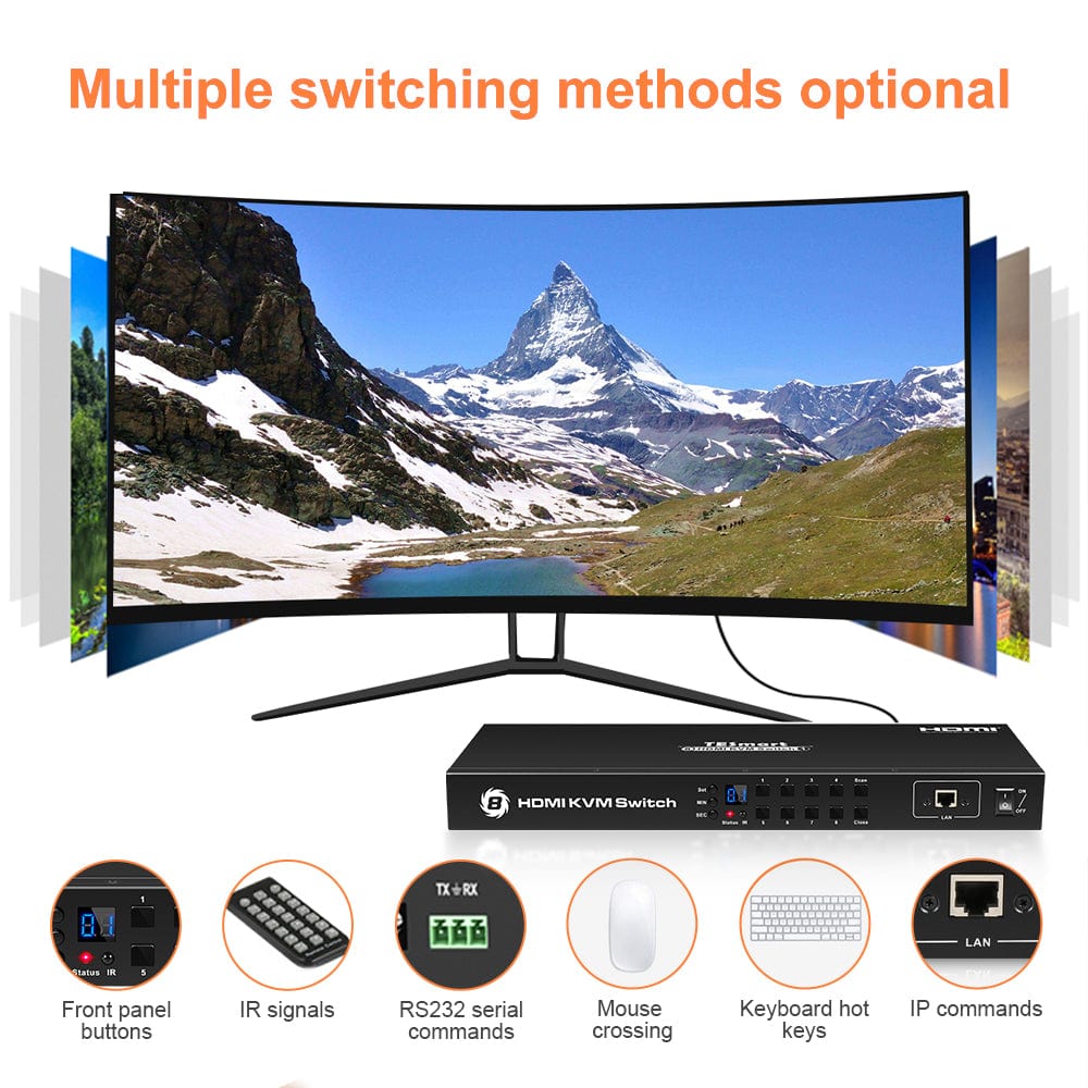 TESmart HDMI KVM Switcher 8 Port HDMI KVM Switch 4K30Hz Support RS232/LAN HDMI KVM switch 8 port 4K Autoscan, Rackmount, RS232 TESmart