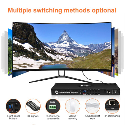 TESmart HDMI KVM Switcher 8 Port HDMI KVM Switch 4K30Hz Support RS232/LAN HDMI KVM switch 8 port 4K Autoscan, Rackmount, RS232 TESmart