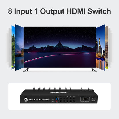 TESmart HDMI Switcher 8 Port Rackmount HDMI Switch 4K@60Hz with RS232/LAN 8 Port HDMI Switch 4K 60Hz Auto Switch With RS232/LAN-TESmart