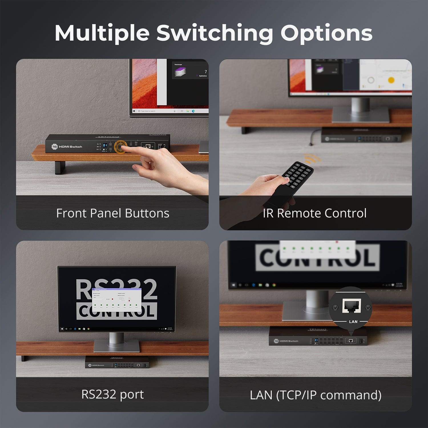 TESmart HDMI Switcher TESmart 16 Port HDMI Switch 4K UHD 3840x2160@60Hz HDMI Switcher Box with RS232 LAN Port Support HDCP 2.2 HDMI Switch 16 Port 4K 60Hz Auto Switch With RS232/LAN-TESmart