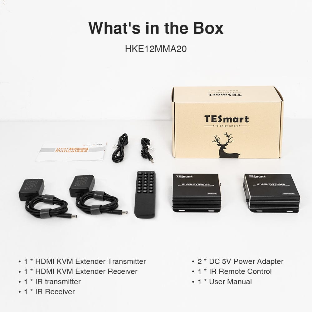 TESmart HDMI/VGA KVM Extender 120M HDMI KVM Extender Many to Many 1080P60Hz Over CAT5/6 Cable 393ft HDMI KVM  Extender  Many to Many Via LAN CAT5e/6 -TESmart