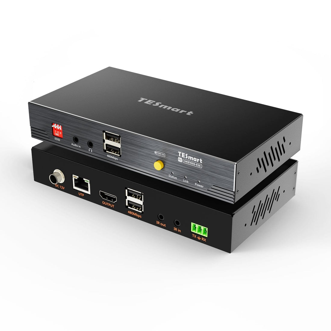TESmart HKE10SS-E25-USBK 100M 4K30 HDMI Extender with PoE &amp; Bi-IR Over CAT5e/6 Cable 100M 4K30 HDMI Extender with PoE &amp; Bi-IR Over CAT5e/6 Cable