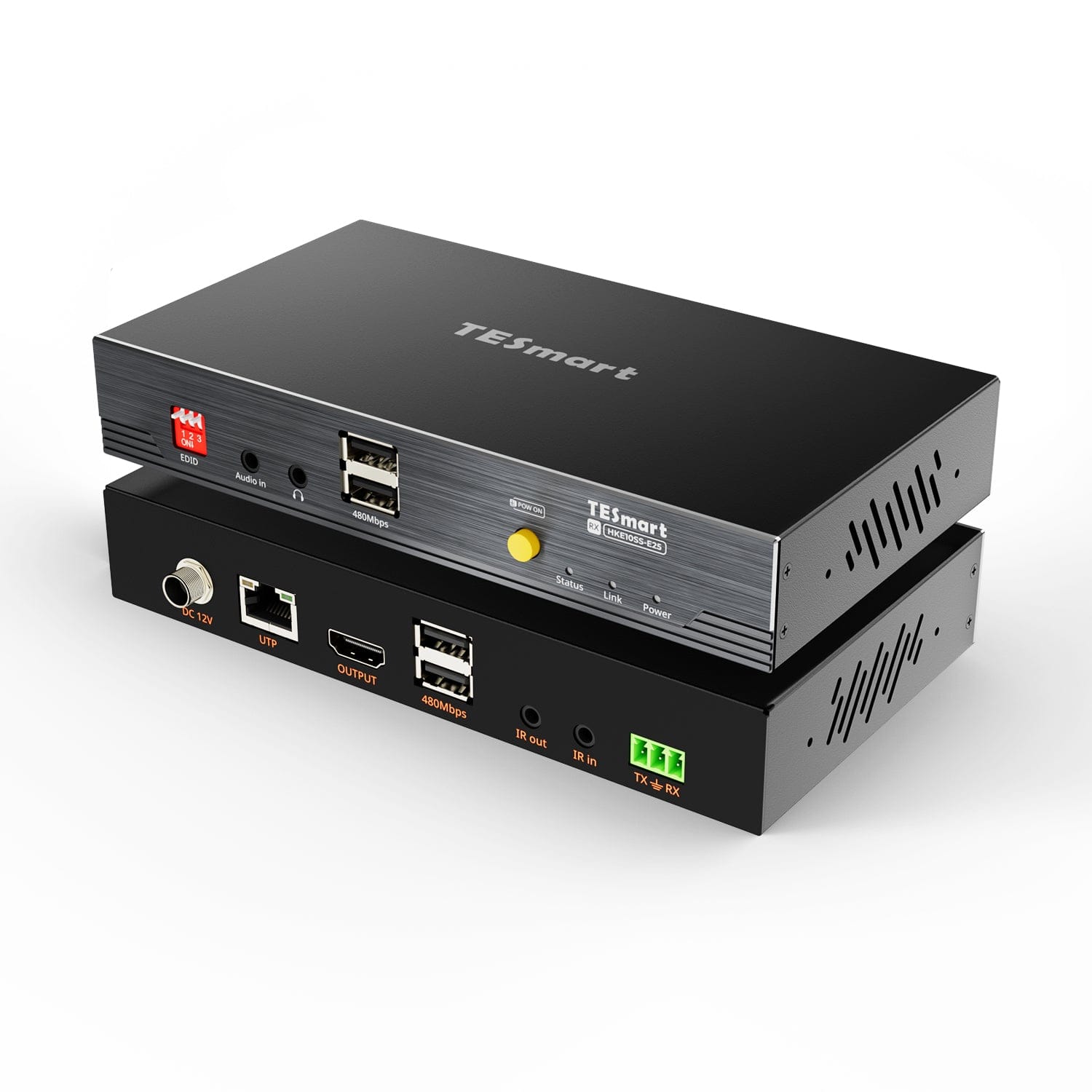 TESmart HKE10SS-E25-USBK 100M 4K30 HDMI Extender with PoE &amp; Bi-IR Over CAT5e/6 Cable 100M 4K30 HDMI Extender with PoE &amp; Bi-IR Over CAT5e/6 Cable
