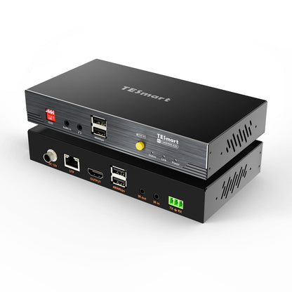 TESmart HKE10SS-E25-USBK 100M 4K30 HDMI Extender with PoE &amp; Bi-IR Over CAT5e/6 Cable 100M 4K30 HDMI Extender with PoE &amp; Bi-IR Over CAT5e/6 Cable