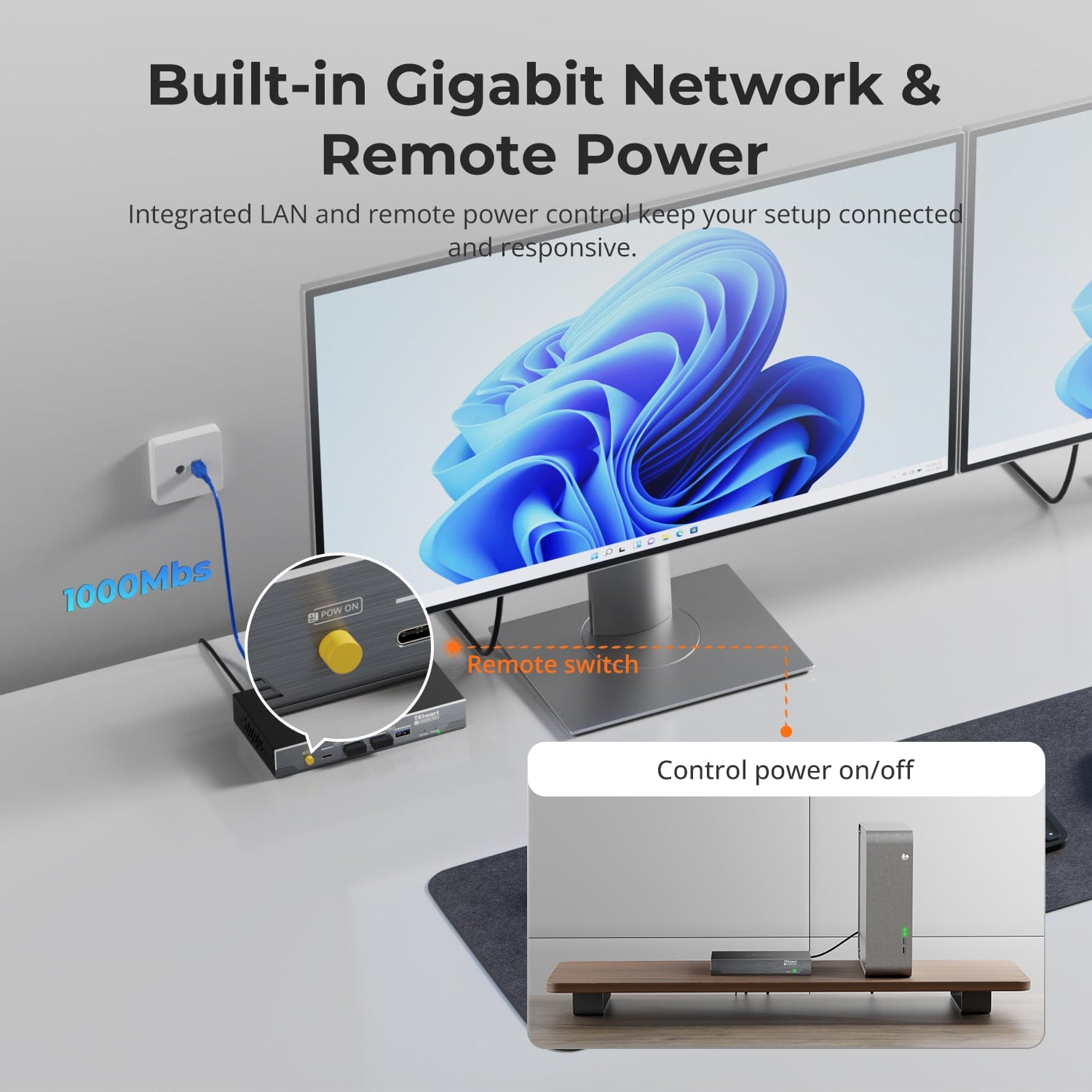 100m Dual-Monitor KVM Extender | Dual 4K60, DisplayLink over Cat6a