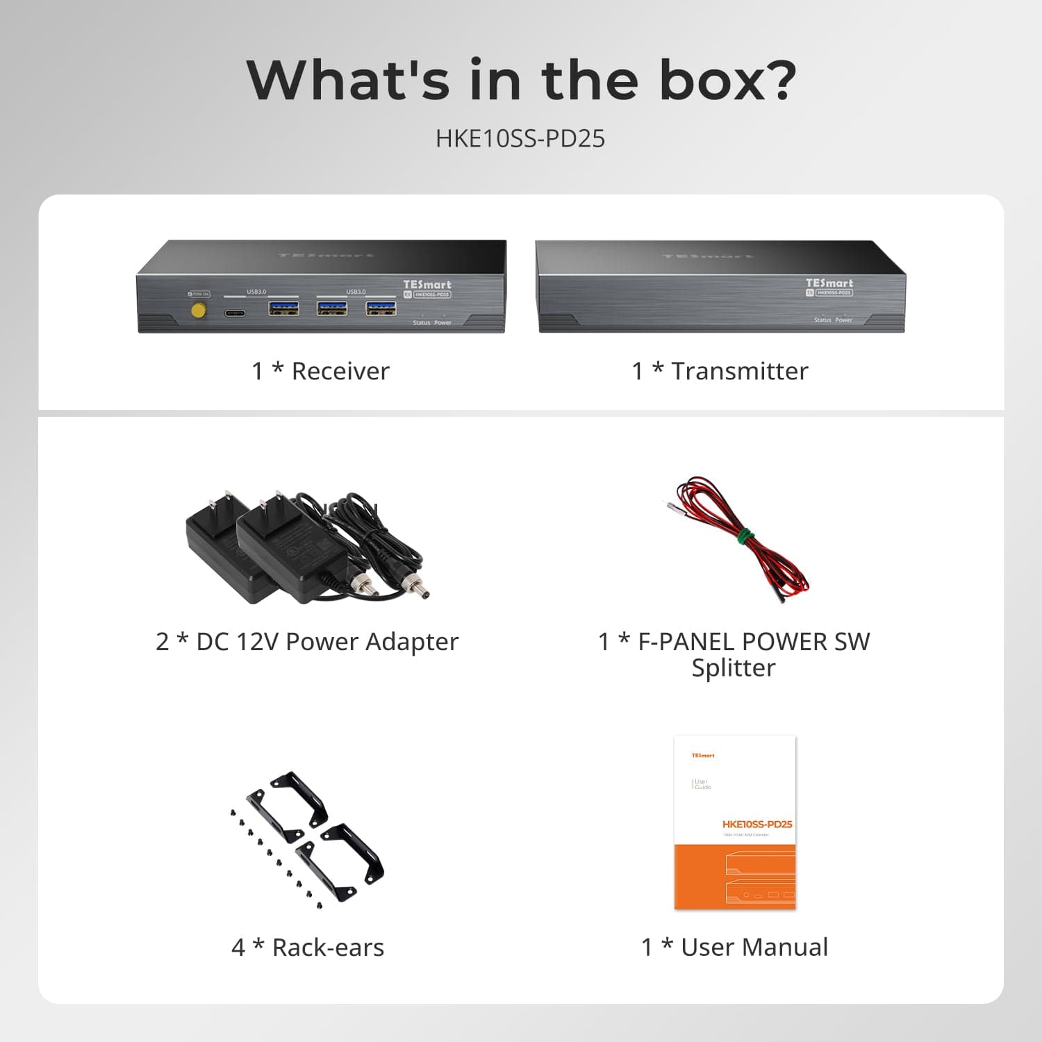 TESmart HKE10SS-PD25-USBK 100M Dual 4K60 KVM Extender over Single Cat6a for Remote Workstations &amp; Gaming 10617230232339 100M Dual 4K60 KVM Extender over Single Cat6a for Remote Workstations &amp; Gaming