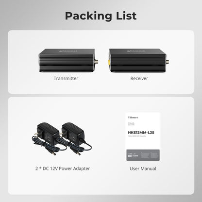 TESmart HKE12MM-L25-USBK 120m 1080P HDMI KVM Extender with PoE &amp; Quad-Screen Cross-Control Over CAT5e/6 Cable 120m 1080P HDMI KVM Extender with PoE &amp; Quad-Screen Cross-Control Over CAT5e/6 Cable
