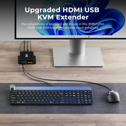 TESmart HKE12MM-L25-USBK 120m 1080P HDMI KVM Extender with PoE &amp; Quad-Screen Cross-Control Over CAT5e/6 Cable 120m 1080P HDMI KVM Extender with PoE &amp; Quad-Screen Cross-Control Over CAT5e/6 Cable