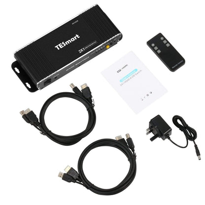 TESmart HKS0201B1U-USBK HDMI KVM Switcher TESmart HDMI KVM Switch 2 in 1 Out 4K@60Hz with USB Port for Windows and Mac OS X with 2 Pcs 5ft KVM Cables 745103690603 US Plug