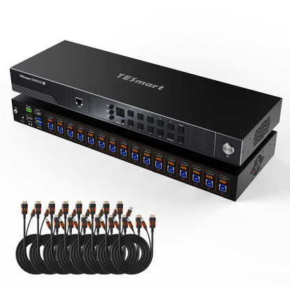 TESmart HKS1601-M24-USBK 16-Port 8K60Hz HDMI 2.1 KVM Switch – Multi-Control, USB 3.2 Gen1 (5Gbps) &amp; Smart Modes for Pro Studios &amp; Multi-PC Setups 10652805092307 16-Port 8K60Hz HDMI 2.1 KVM Switch – Multi-Control, USB 3.2 Gen1 (5Gbps) &amp; Smart Modes for Pro Studios &amp; Multi-PC Setups US Plug