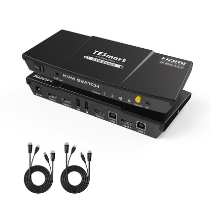 TESmart HKS201-E23-USBK HDMI KVM Switcher 2 Port KVM Switch Kit HDMI 4K60Hz with EDID, 2 PCs 1 Monitor 10659135226761 HDMI KVM switch 4K HDR control 2 pc sharing USB, audio TESmart US Plug / Black