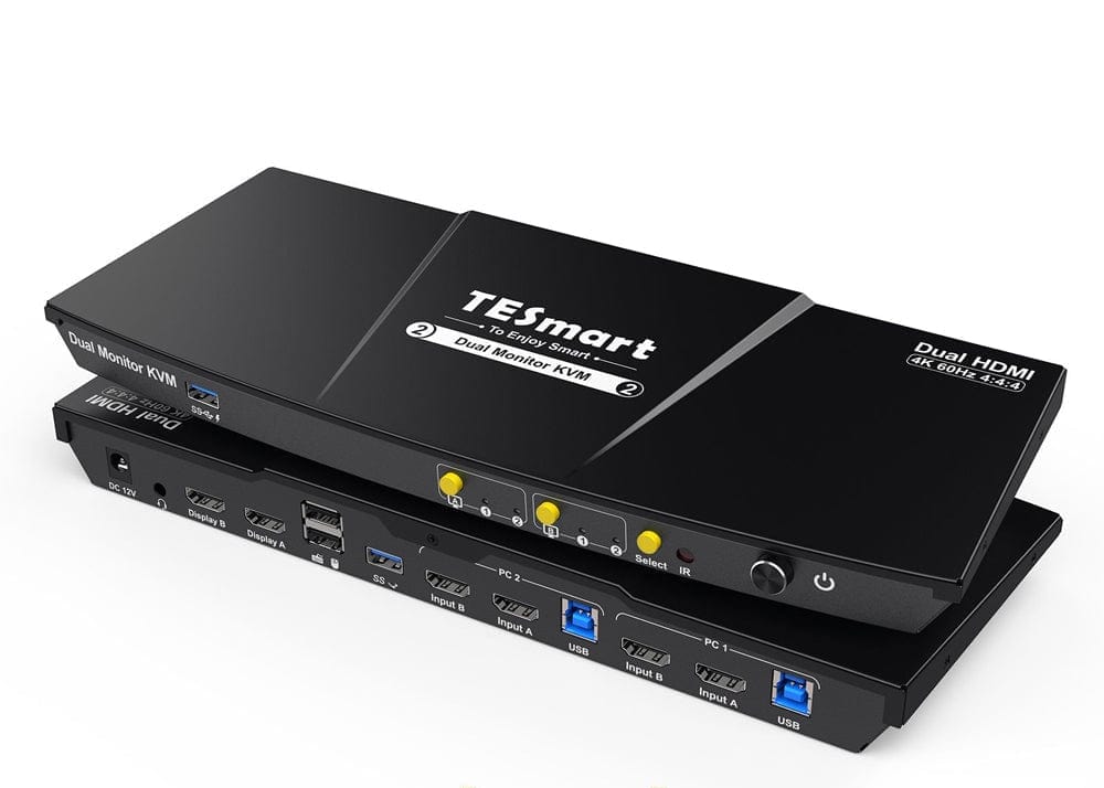 Dual Monitors HDMI DP 4K60Hz KVM Switch for 2 PCs - P Series – TESmart