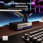 TESmart HKS203-P24-USBK Triple Monitor KVM Switch Triple 4K60Hz HDMI KVM Switch Gaming Dock for 2 PCs & 3 Monitors, w/ EDID 10652805090686 US Plug