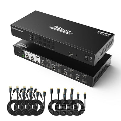 TESmart HKS402-L23-USBK Dual Monitor KVM Switcher 4 Port Dual Monitor KVM Switch Kit HDMI 4K30Hz with EDID 10659135228291 4 Port Dual Monitor KVM Switch Kit HDMI 4K30Hz with EDID HKS0802A1U-SE US Plug
