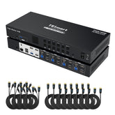 TESmart HKS403-P23-USBK Triple Monitor KVM Switch 4 Port Triple Monitor KVM Switch HDMI 4K60Hz with USB 3.0 Hub, Headset, Audio&Microphone 10659135227058 Triple Monitor KVM Switch – 4 Port HDMI 4K with USB Hub | TESmart US Plug