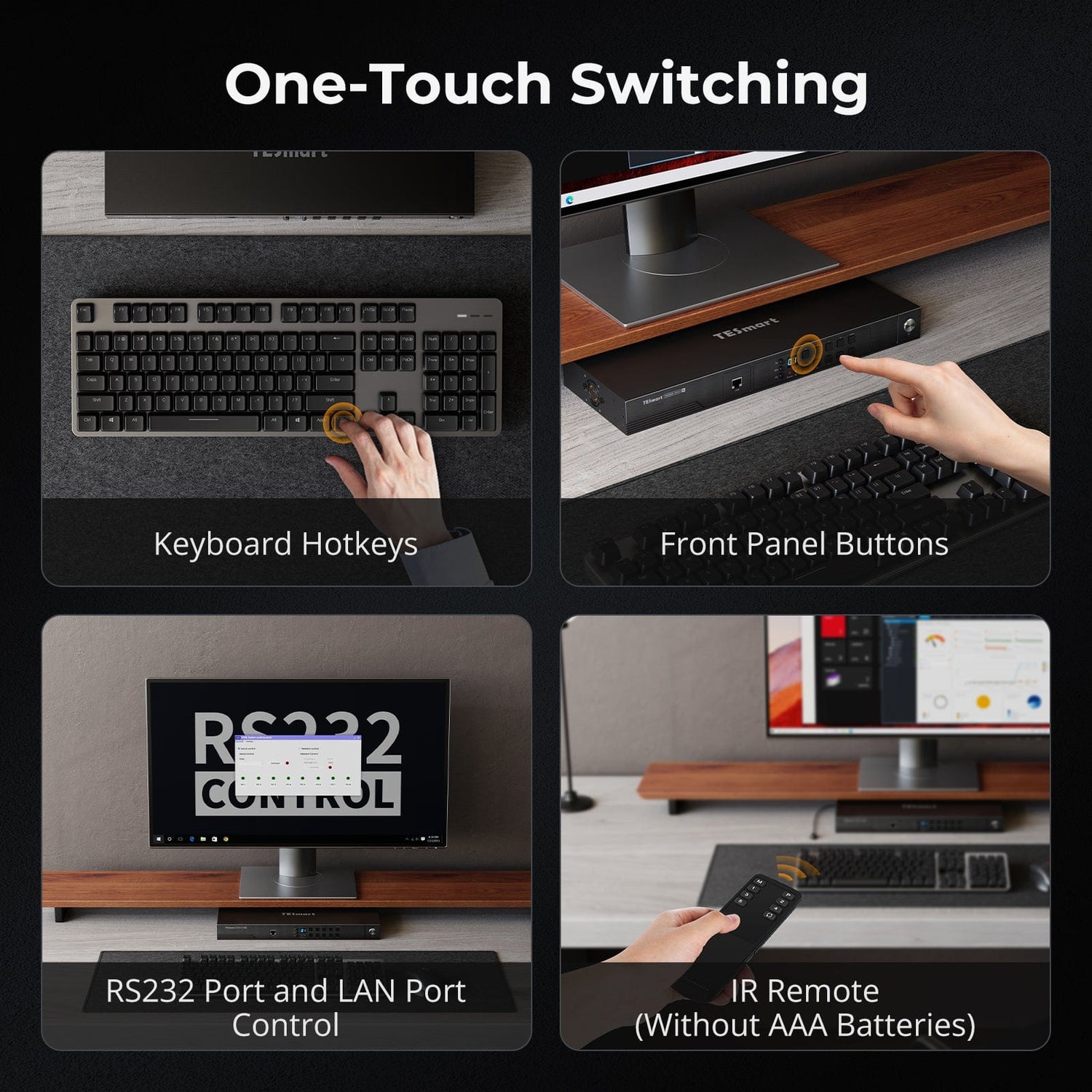 TESmart HKS801-M24-USBK HDMI 2.1 8K60Hz 8x1 KVM Switch for 8 PCs &amp; 1 Monitor, w/ ADI Chip, EDID Emulator, VRR, FVA, ALLM, 48Gbps, and Dynamic HDR 10652805091973 HDMI 2.1 8K60Hz 8x1 KVM Switch for 8 PCs &amp; 1 Monitor, ADI Chip, EDID, VRR, FVA, ALLM, HDR